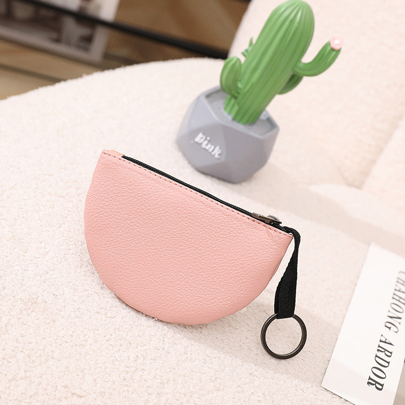 Litchi Pattern Soft Leather Semicircle Creative Coin Purses