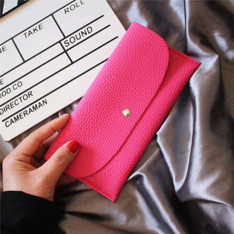 Fashion Lychee Pattern Simple Thin Long Ladies Wallets