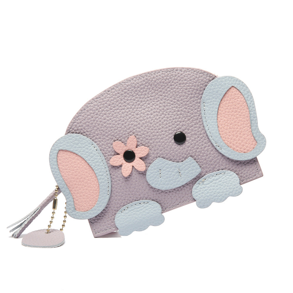 Style mignon éléphant poche à glissière femme porte-monnaie compact