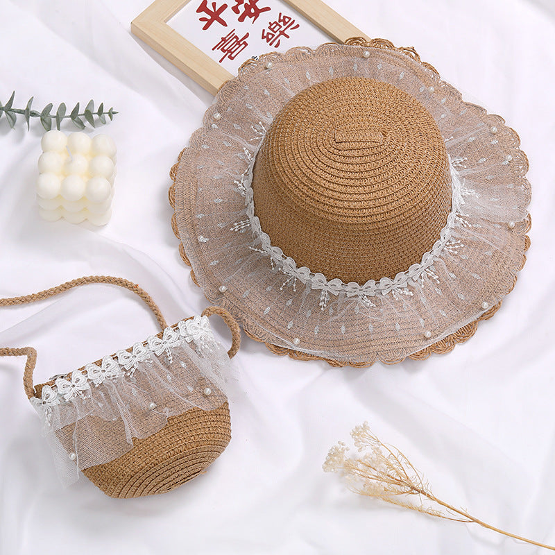 Children's Lace Bow Straw Woven Little Cute Bags