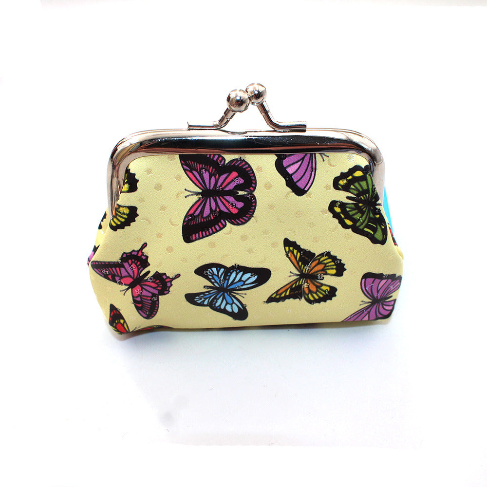 Porte-monnaie de rangement en cuir imprimé papillon, joli sac de poche