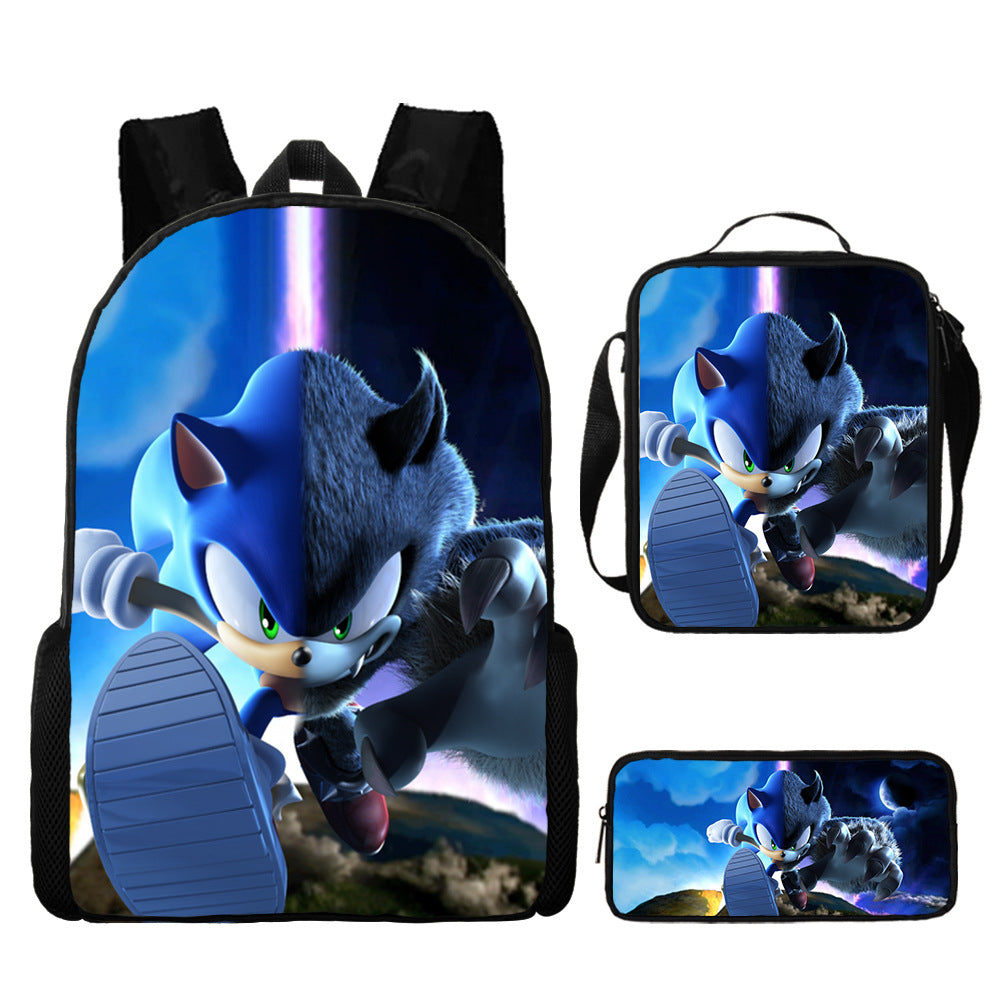 Sonic Primary Three-piece Set Cartoon Animation Bags