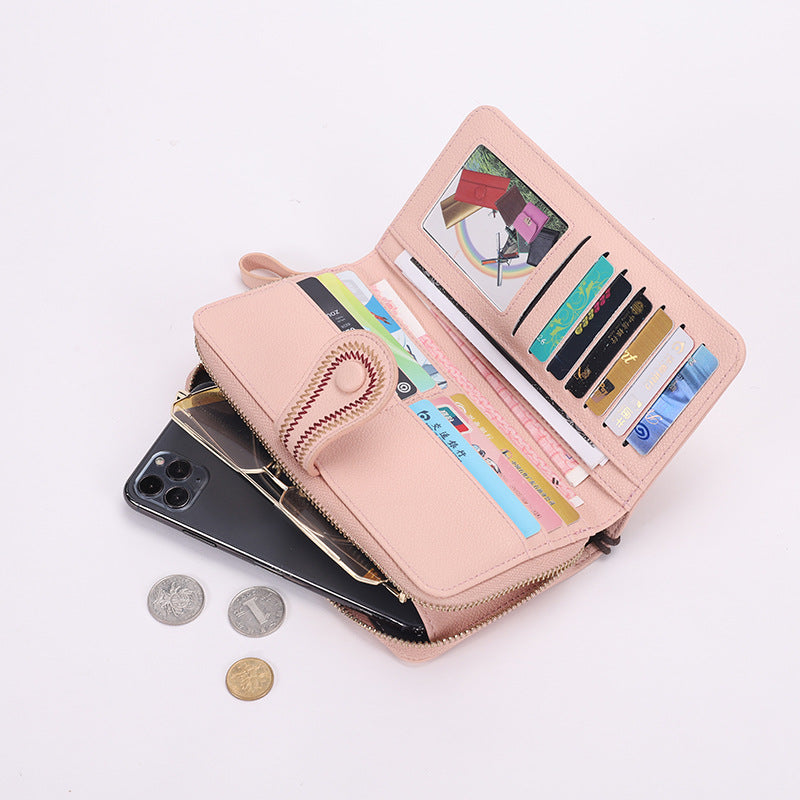 Women's Soft Face Zipper Clutch Long Ladies Wallets