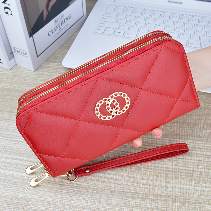 Women's Long Double Zipper Mom Fashion Simple Ladies Wallets