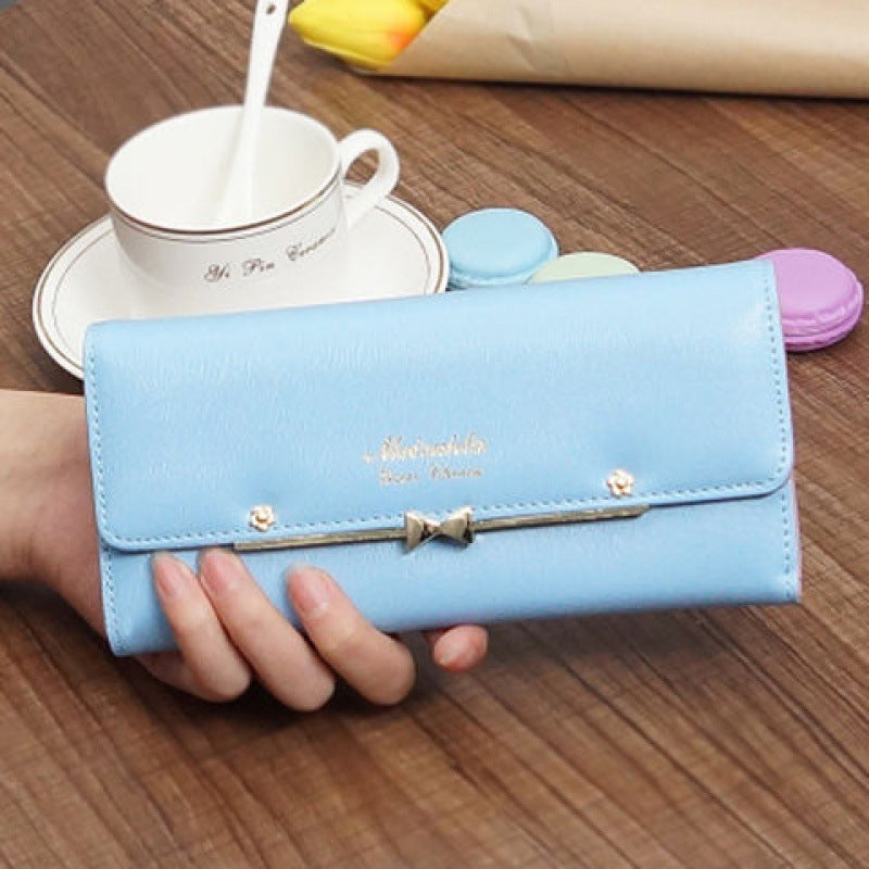 Women's Long Trendy Fresh Bow Clutch Mobile Ladies Wallets