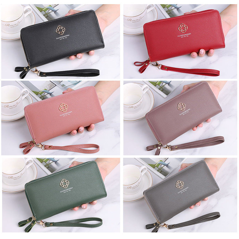 Women's Korean Style Long Double Layer Zip Purses