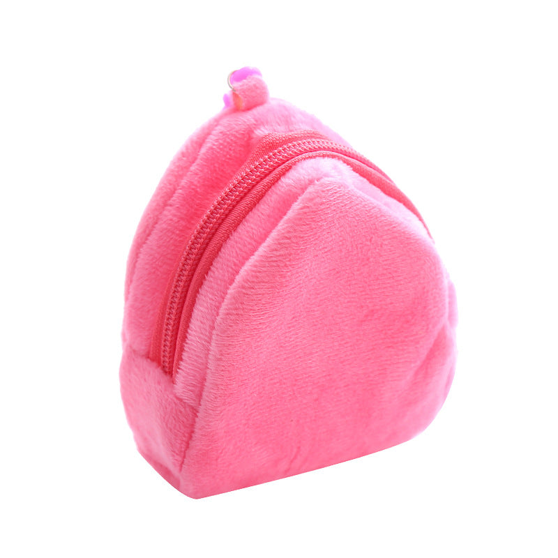 Petit porte-monnaie simple et solide en peluche couleur bonbon