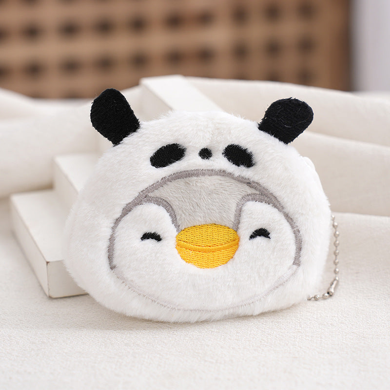 Children's Plush Zipper Pig Cartoon Penguin Pendant Purses