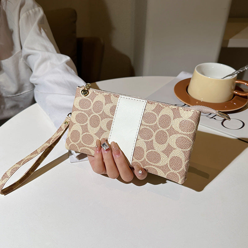 Portefeuilles légers pour femmes, pochette classique à double fermeture éclair au poignet