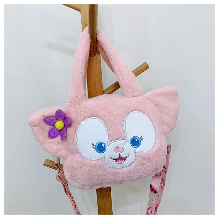 Cartoon Cute Strawberry Bear Plush Face Crossbody Bags