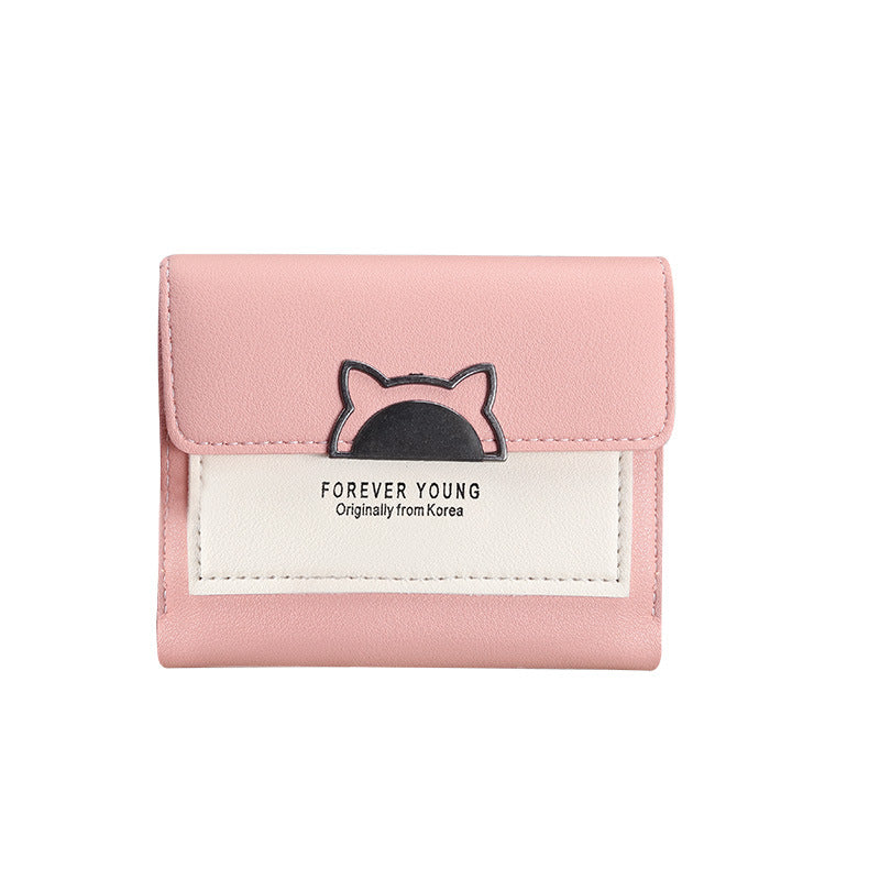 Women's Short Korean Style Fashionable Folding Personality Cute Ladies Wallets