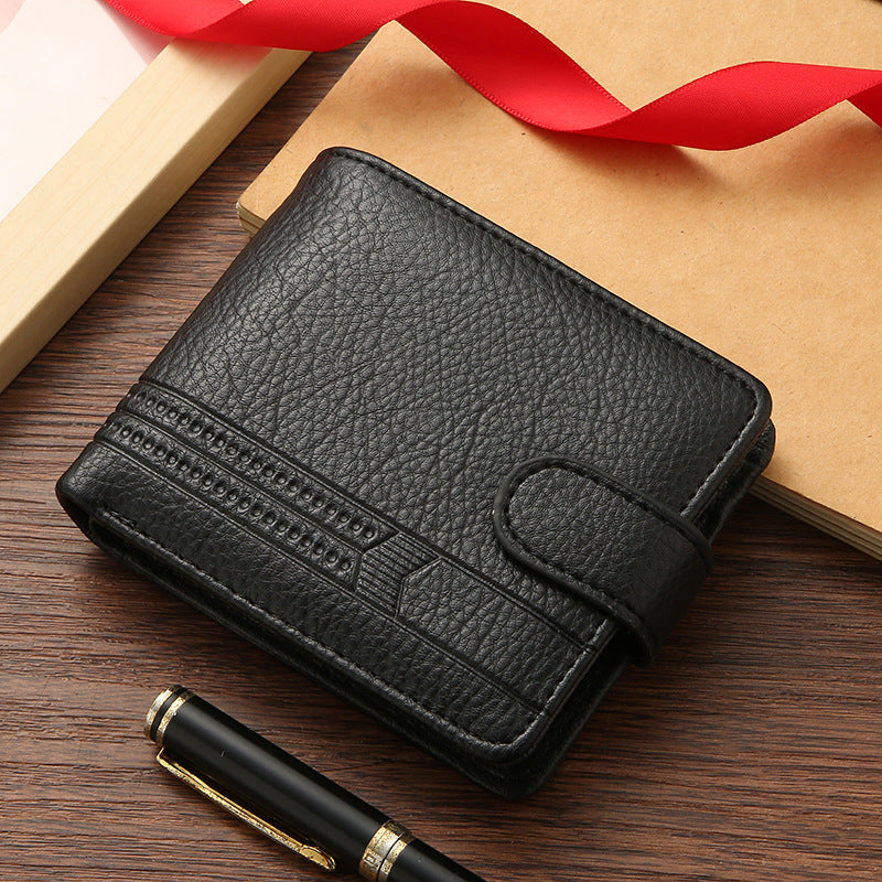 Men's Leather Short Zipper Hasp Billfold Men's Wallets