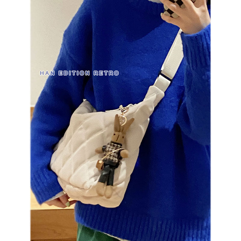 Women's Nylon Down Fashionable Rhombus Tote Versatile Crossbody Bags