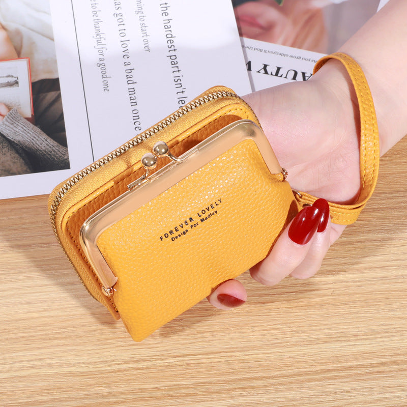 Women's Wrist Strap Short Korean Style Clip Coin Purses