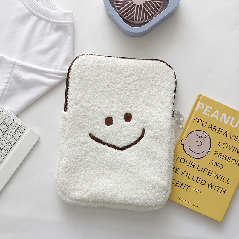 Trendy Plush Smiley Face Liner Computer Tablet Bags