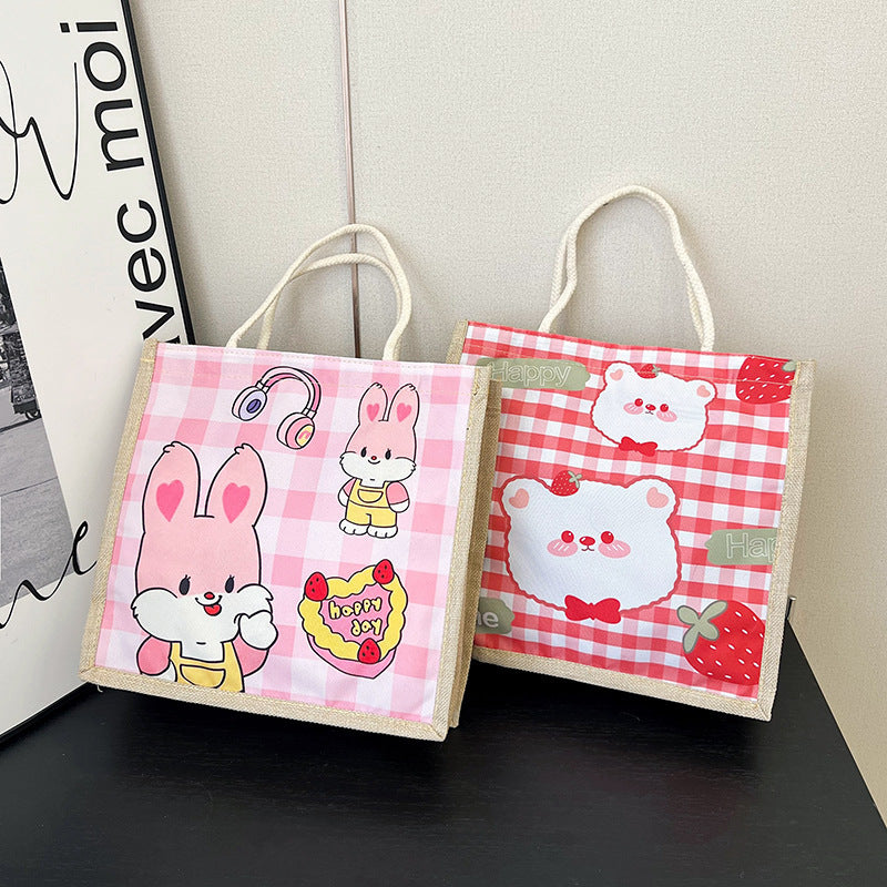 Cartoon Printing Clow Cotton Linen Plus Children's Shoulder Bags