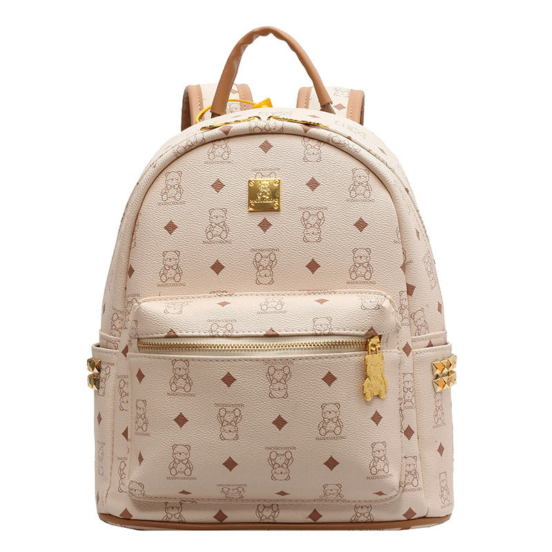 Cute Bear Printed Fashionable Large Capacity Lightweight Backpacks