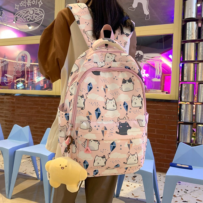 Style féminin pour les sacs à dos à imprimé chat mignon junior