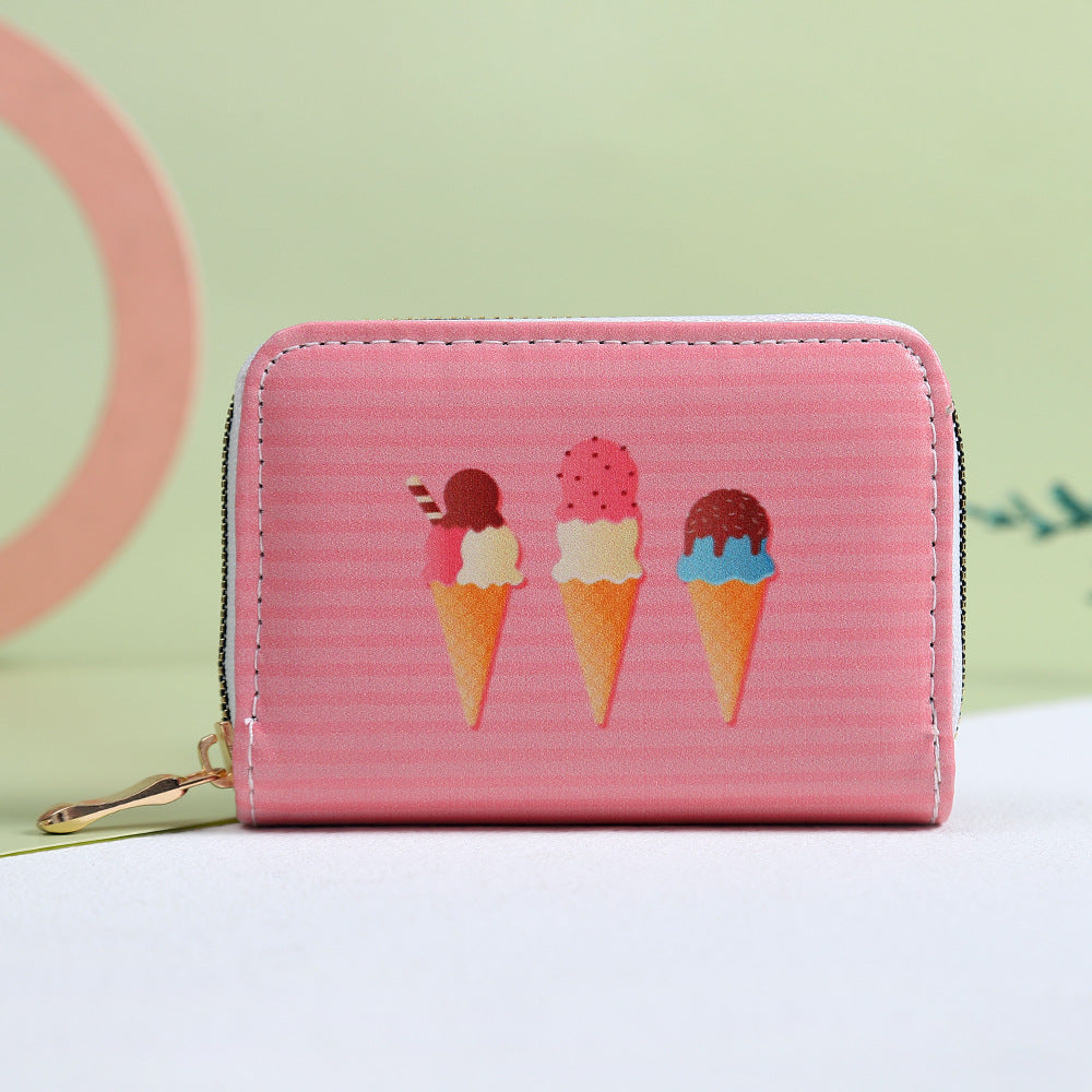 Women's Cartoon Change Printing Lollipop Expanding Single Ladies Wallets