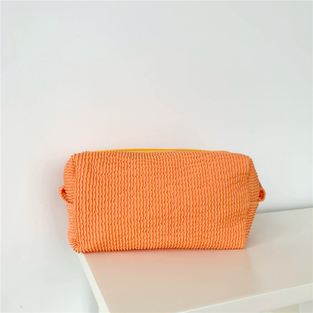 Summer Solid Color Pleated Wave Fresh Cosmetic Bags