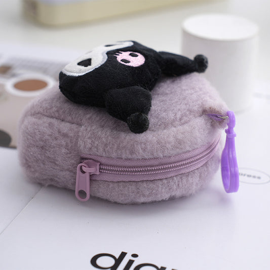 Girlish Plush Square Cute Purple Pig Dogs Cats Coin Purses