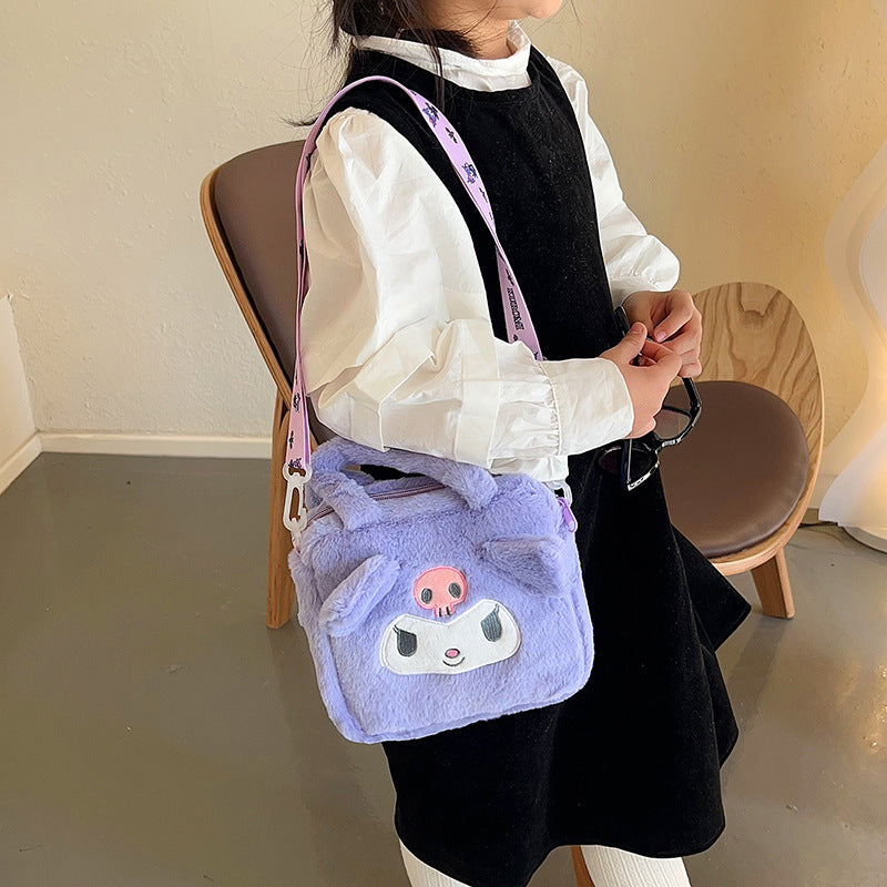 Children's Cute Plush Small Square Cartoon Clow Children's Shoulder Bags