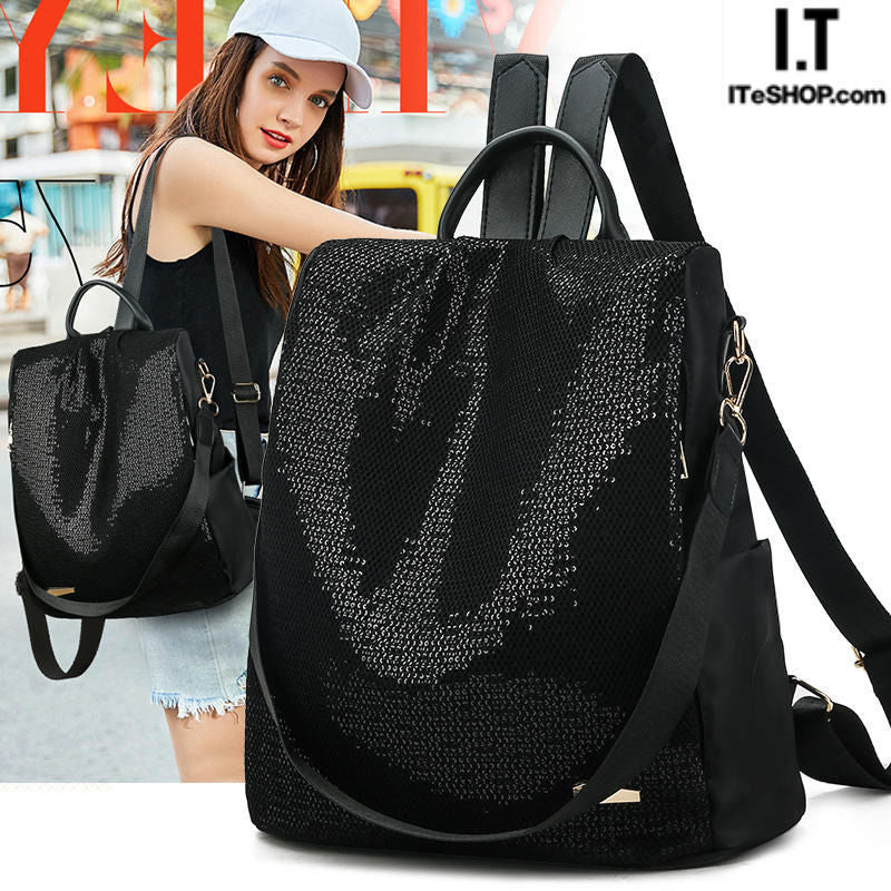 Women's Sequin Korean Oxford Cloth Large Capacity Backpacks