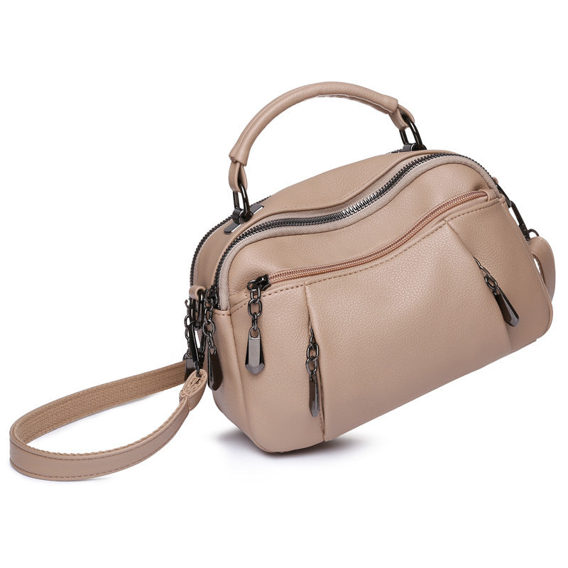 Women's Summer Vintage Washed Leather Mom Shoulder Bags