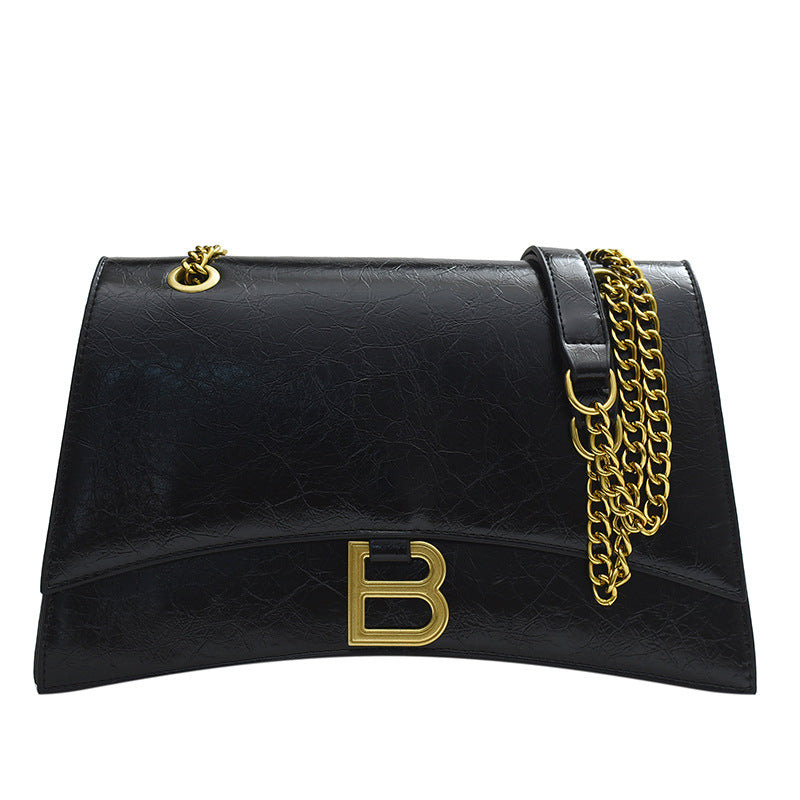 Women's Style Retro Hourglass Early Autumn Chain Textured Clutch Bags