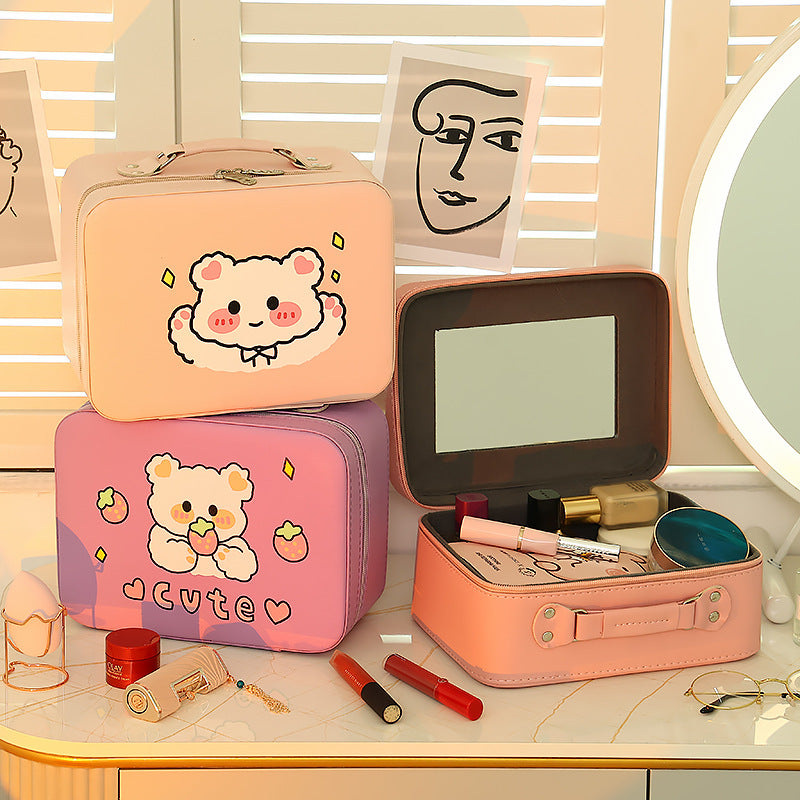 Boîte de rangement pour femmes, sacs à cosmétiques imperméables de grande capacité avec dessin animé