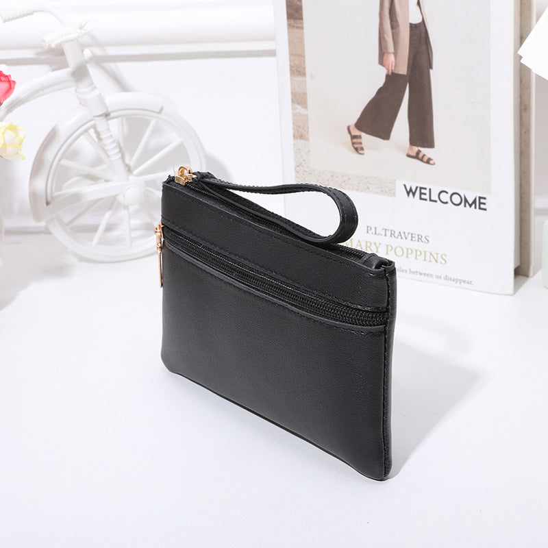 Women's Mid-length Clutch Solid Color Double Zipper Ladies Wallets