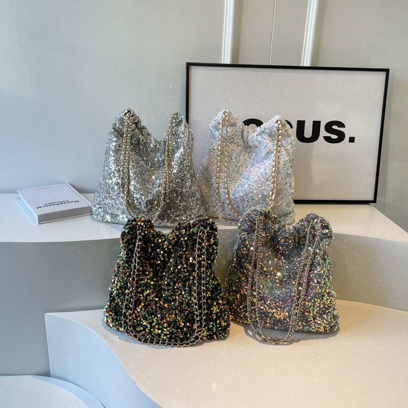 Sacs à bandoulière rétro tendance à paillettes et chaîne Flash pour femmes