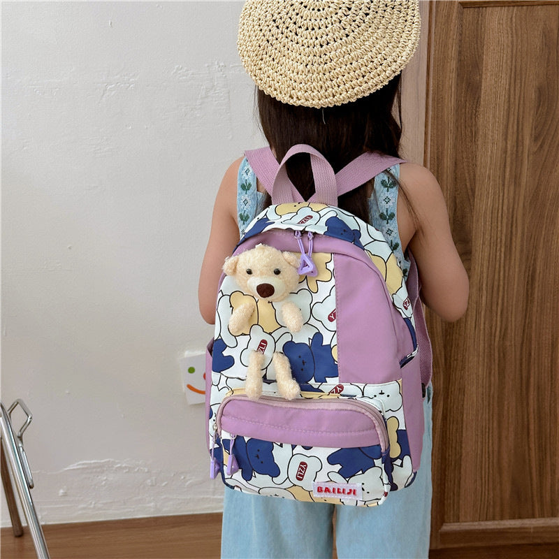 Children's Cartoon Cute Printed Canvas Bear Year-old Backpacks