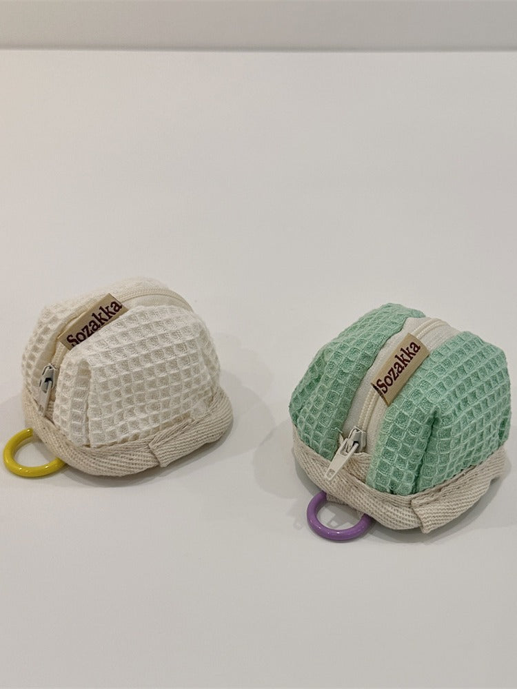 Lovely Soft Cute Wafer Grid Earphone Storage Applicable Cosmetic Bags