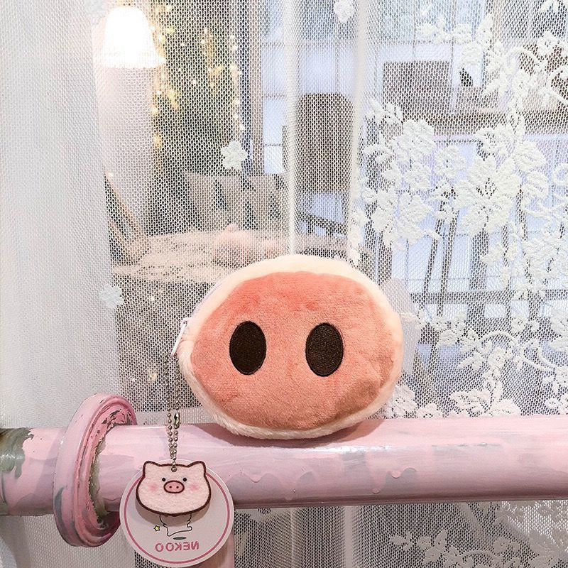 Porte-monnaie innovant en peluche avec tête de cochon et cœur