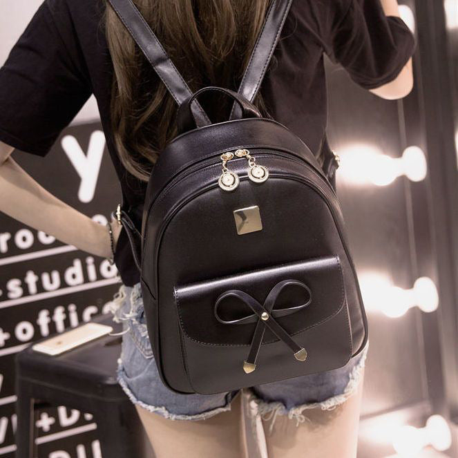 Women's Leather Tactile Feel Korean Fashion Large Backpacks