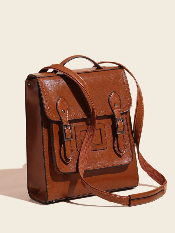 Women's Leather Oil Wax Retro Easy Matching Backpacks