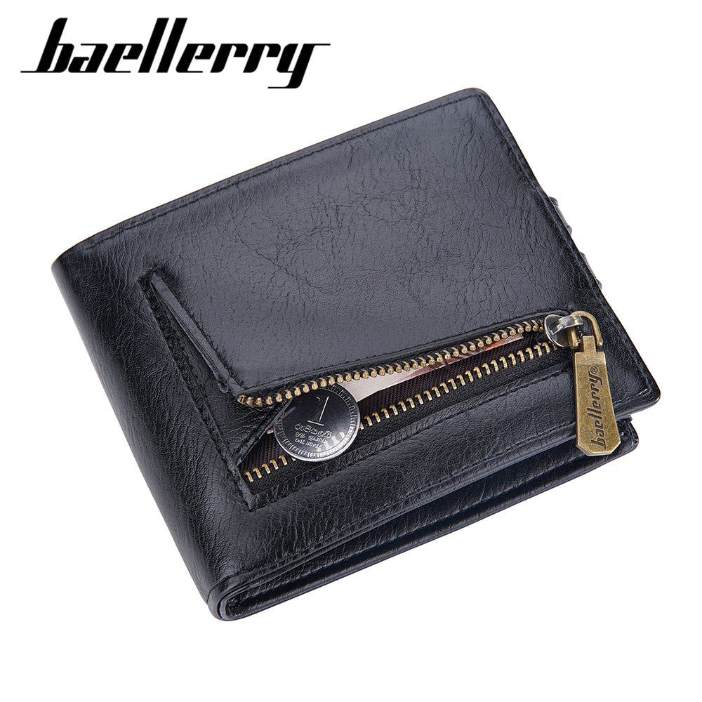 Men's Retro Short Multiple Slots Zipper Men's Wallets