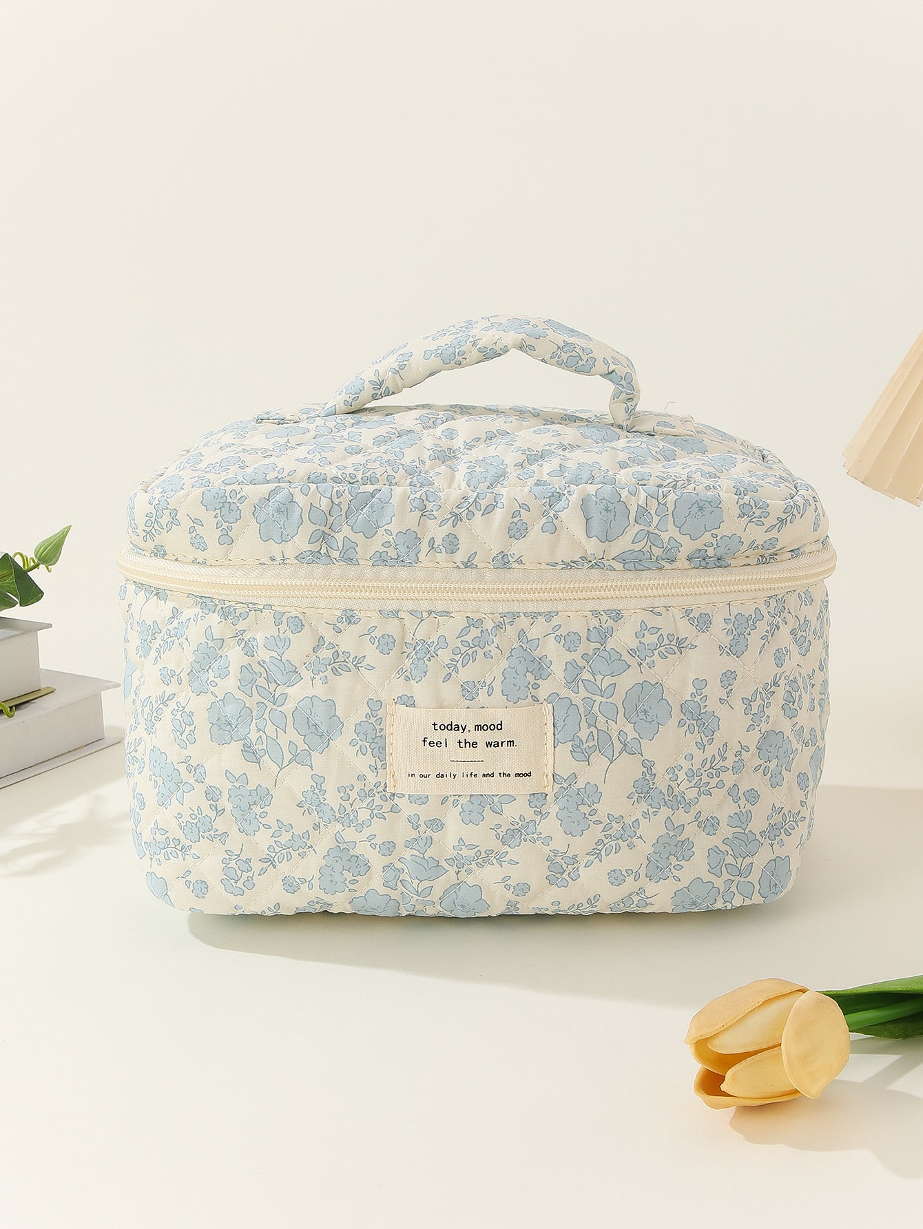 Small Floral Storage Carrying Quilted Cotton Cosmetic Bags