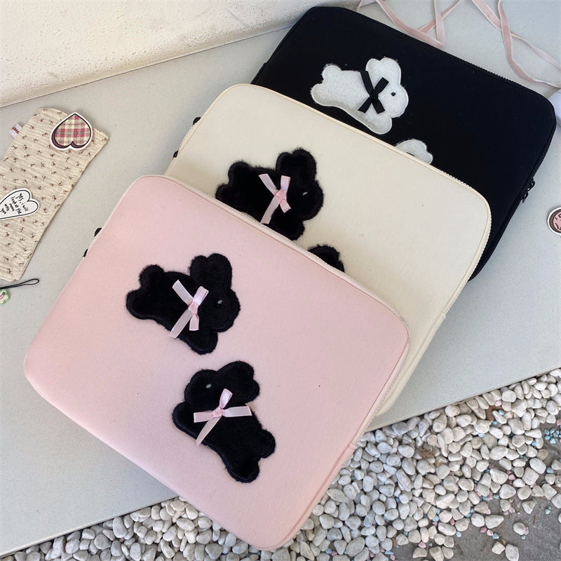 Slouchy Cute Bowknot Bunny Liner Storage Tablet Bags