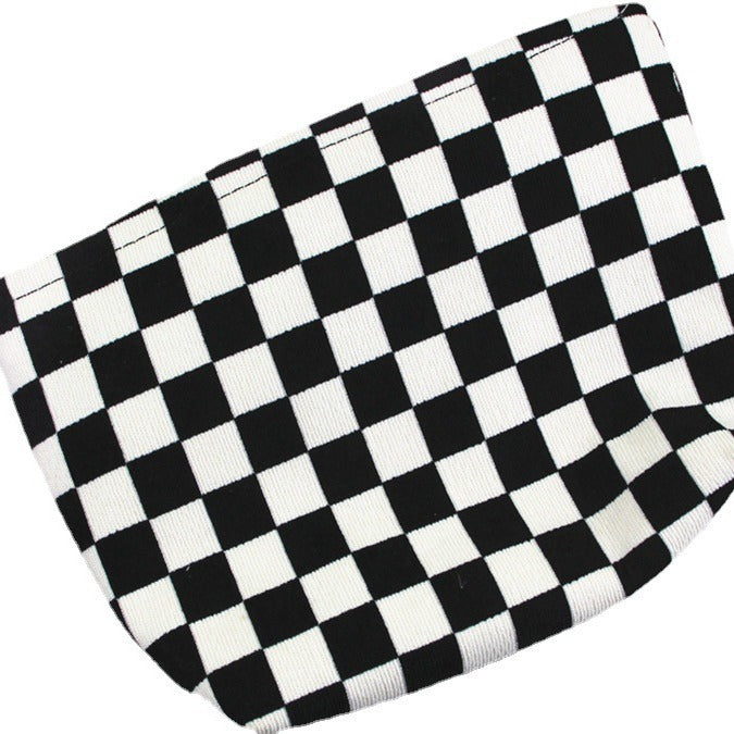 Style Corduroy Chessboard Plaid Clutch Portable Cosmetic Bags