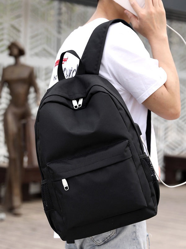 Men's Color Korean Style Large Capacity Rechargeable Backpacks