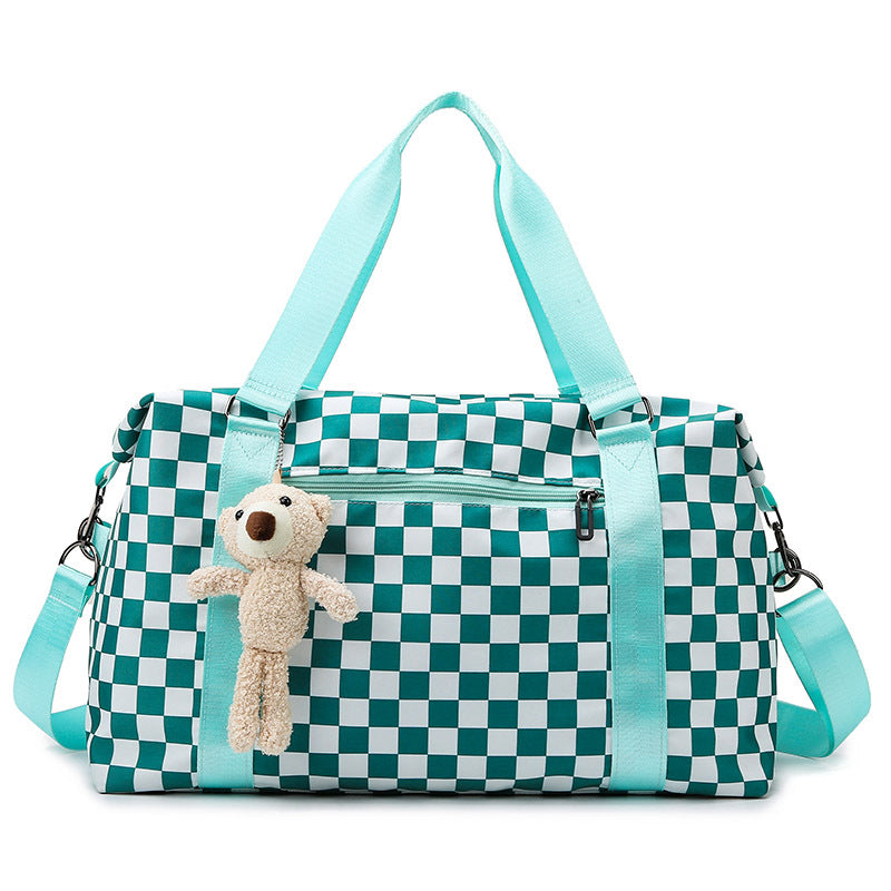 Women's Capacity Chessboard Plaid Fitness Leisure Dry Travel Bags