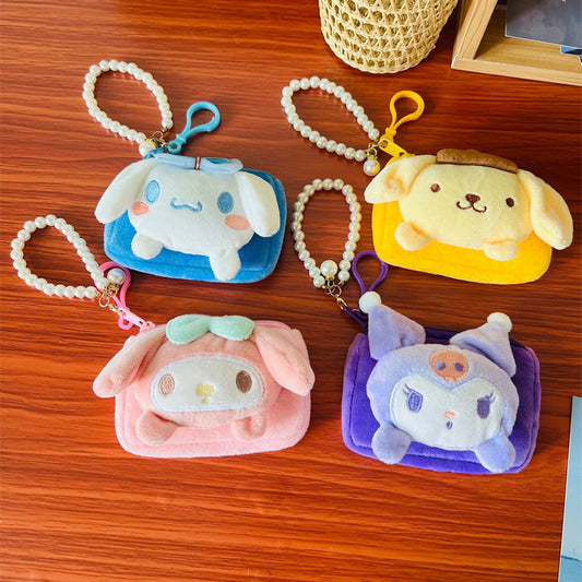 Certificat de pendentif en peluche de dessin animé créatif, petits sacs à main