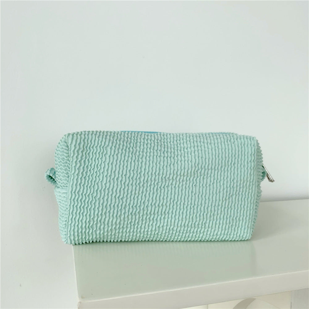 Summer Solid Color Pleated Wave Fresh Cosmetic Bags