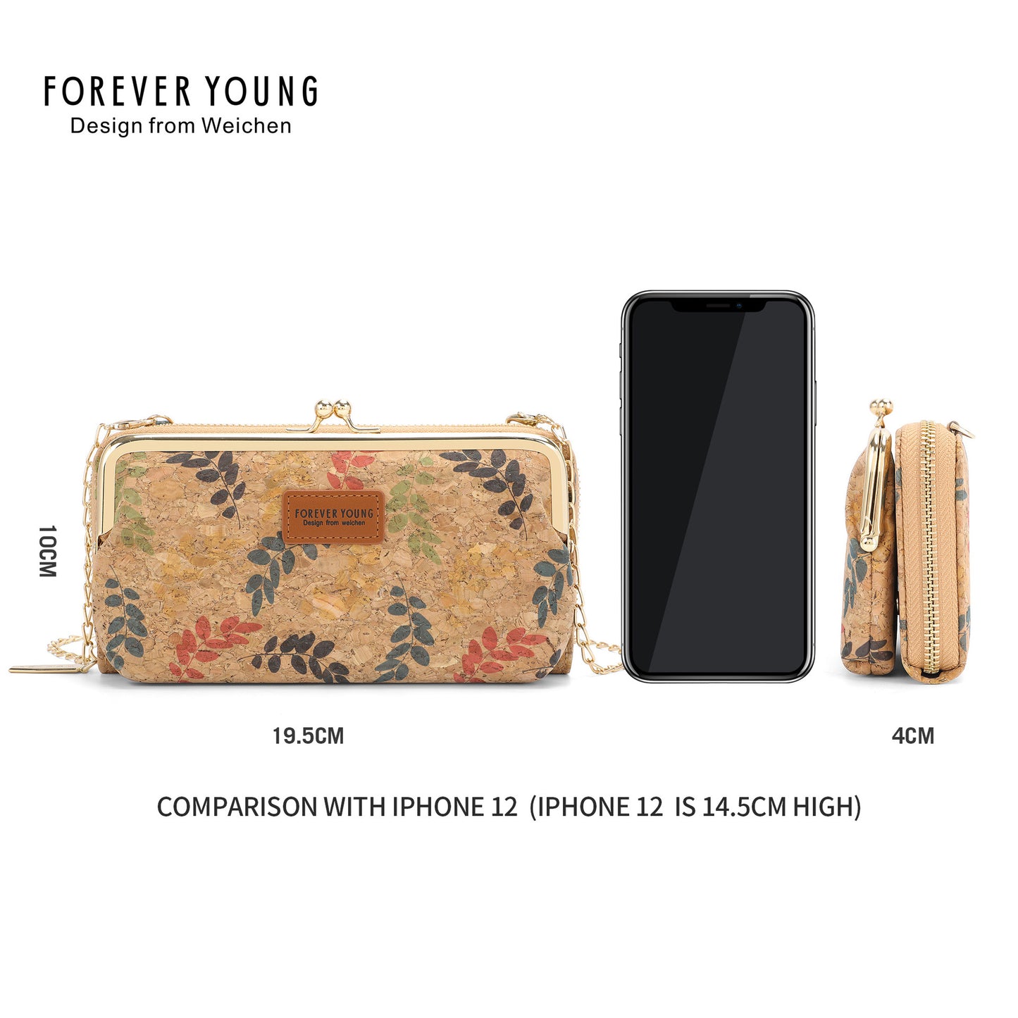 Women's Mobile Horizontal Printed Multifunctional Zipper Phone Bags