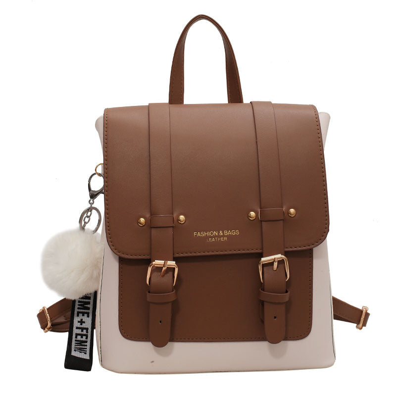 Women's Fashion Retro Contrast Color Korean College Backpacks