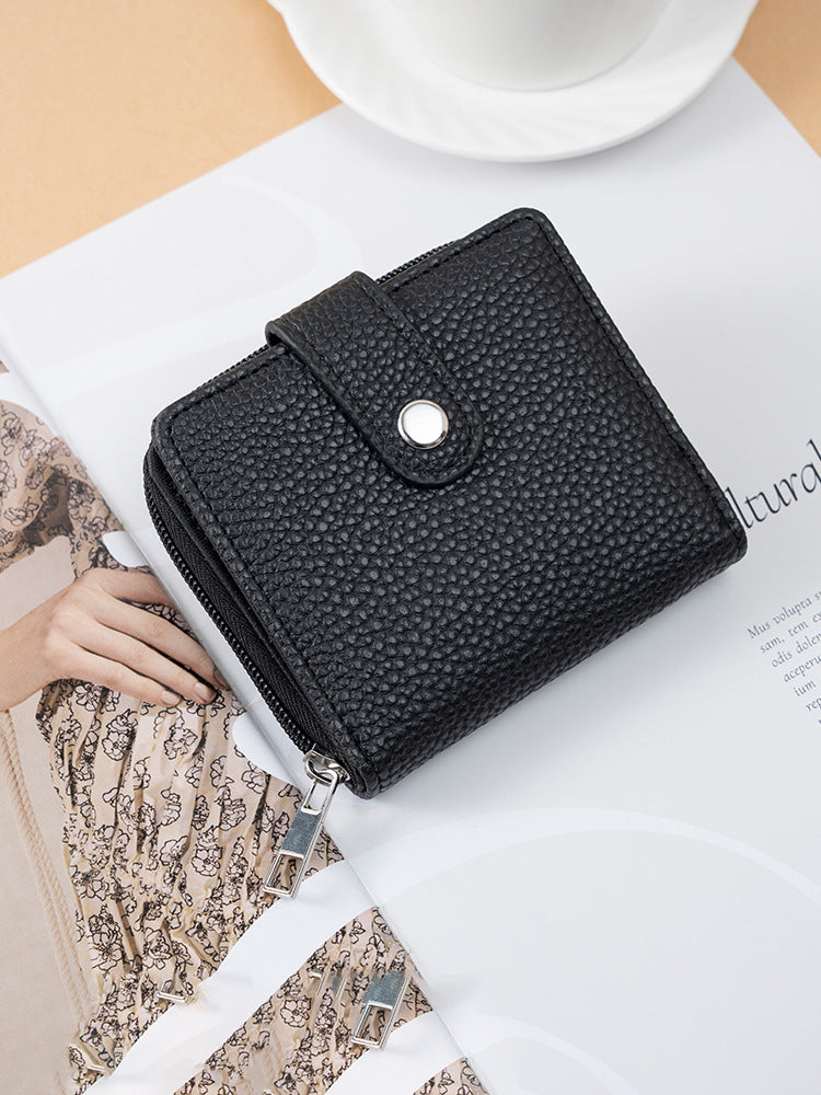 Women's Simple High-grade Lychee Pattern Fashion Clip Purses