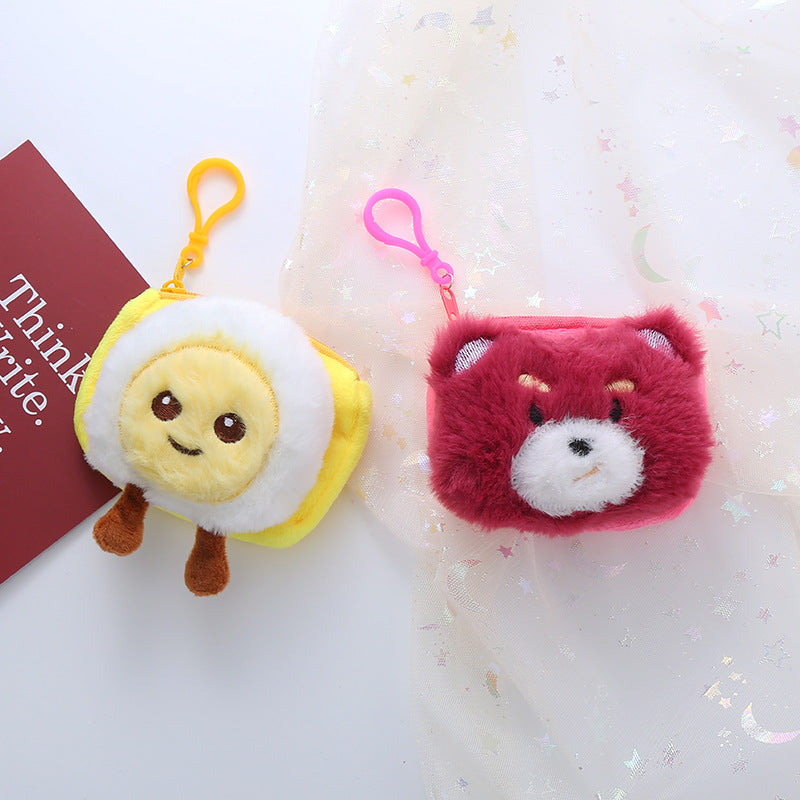 Plush Cheese Egg Toast Ornaments Prize Claw Coin Purses