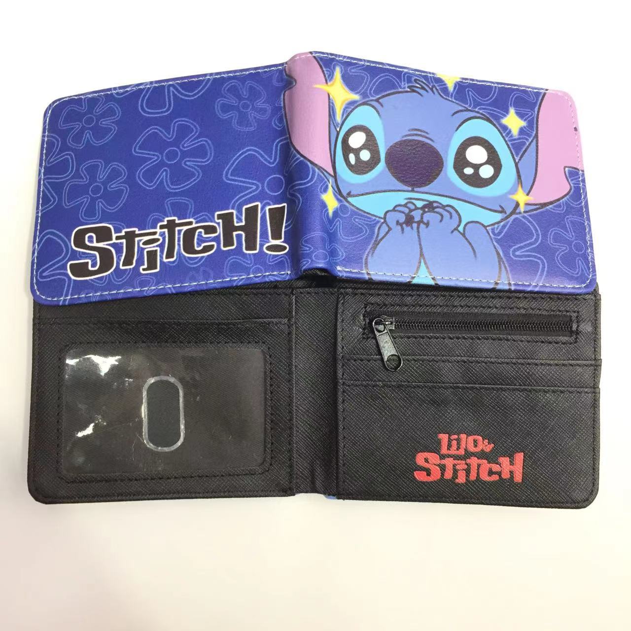 Cute Cartoon Stitch Short Anime Blue Long Coin Purses